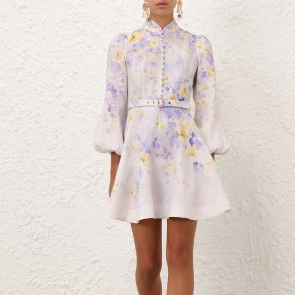 Zimmermann Crush Buttoned Mini Linen Dress - Picture 1 of 16